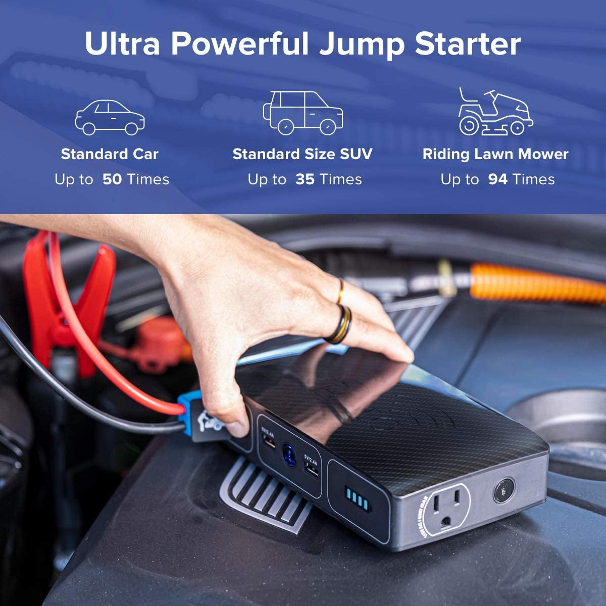 Bolt Wireless Laptop Power Bank - 44400 Mwh Portable Phone Laptop Charger Car Jump Starter with AC Outlet and Car Charger, Rose Gold