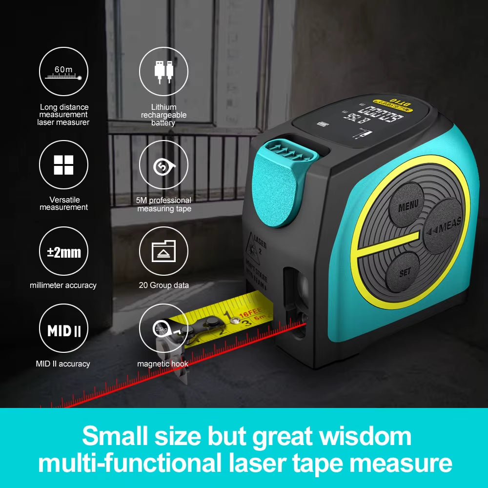 Digital Laser Rangefinder and Laser Tape Measure 2 in 1 with LCD Display Digital Laser Tape M